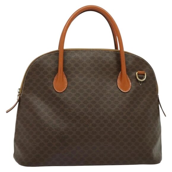 CELINE Macadam Canvas Hand Bag PVC Leather Brown Gold Auth - Picture 11 of 15